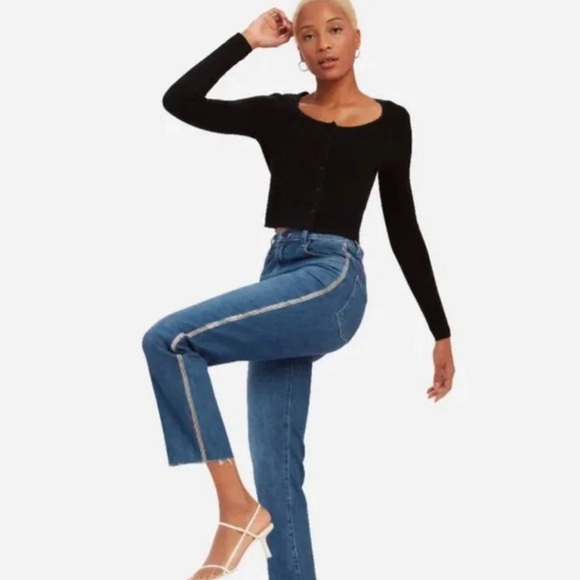 NWT J Brand Jules High-Rise Ankle Jeans  Embellished Rhinestones Jules  Sz 29 - Picture 1 of 10